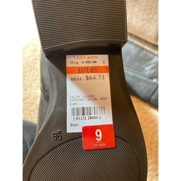 Ralph Lauren Madison burnished riding boot Black brown buckle NWT size 9 Women’s - Picture 6 of 6